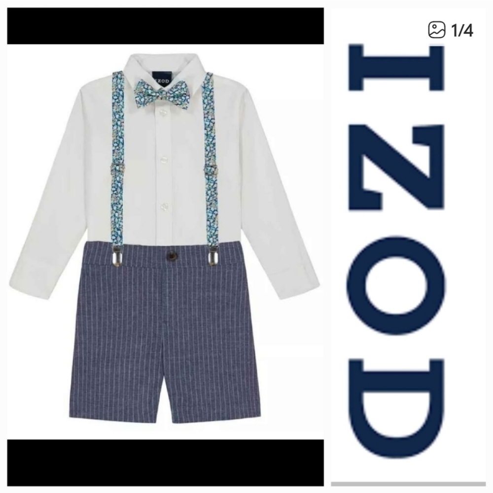 Izod Kids Blue and White Suspenders Set